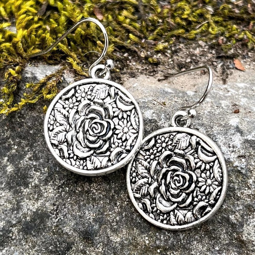 Leaf Drop Earrings Set of Three | Boho Silver Mix - Picture 6 of 7